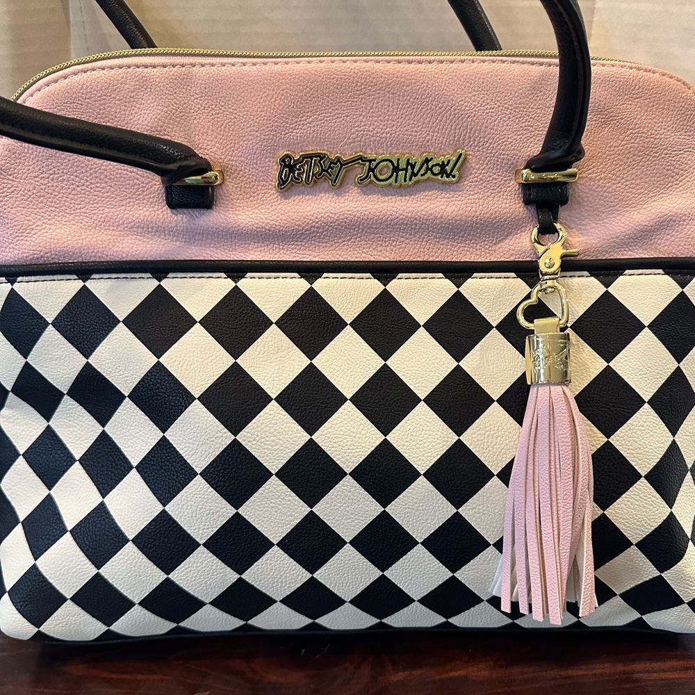Betsey Johnson pink and checked purse